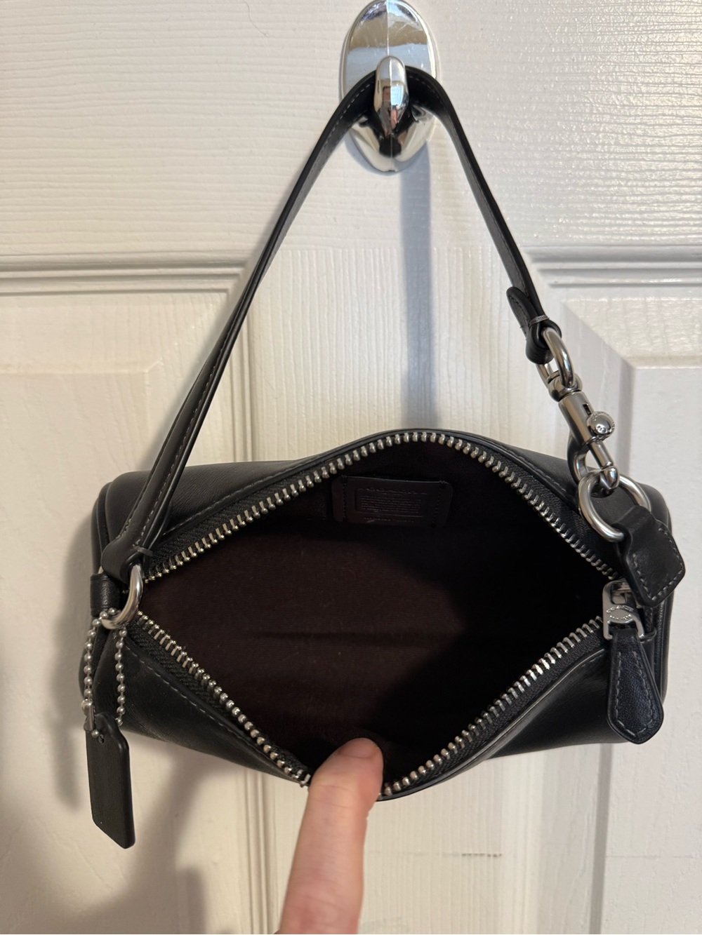 Coach Black Leather Nolita Barrel with Silver Hardware - Picture 3 of 4